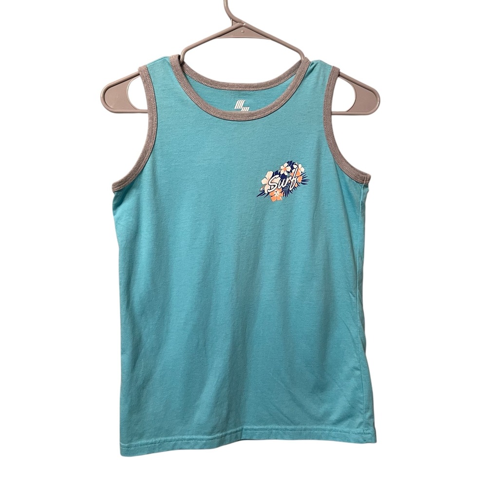 The Childrens Place Sport Teal Surf Graphic‎ Tank Top Beach Summer Boys Large